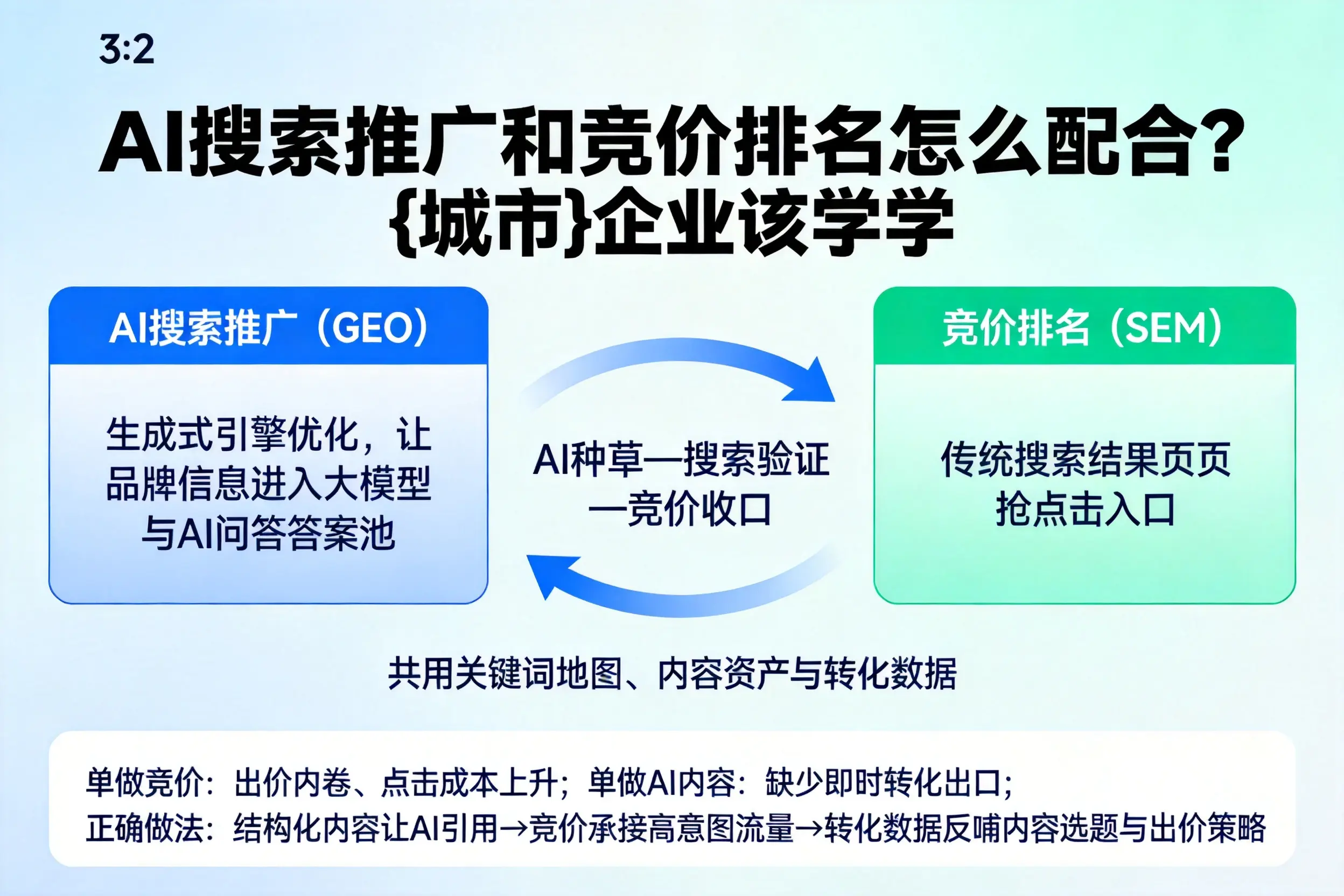 AI搜索推广和竞价排名怎么配合？巴音郭楞企业该学学