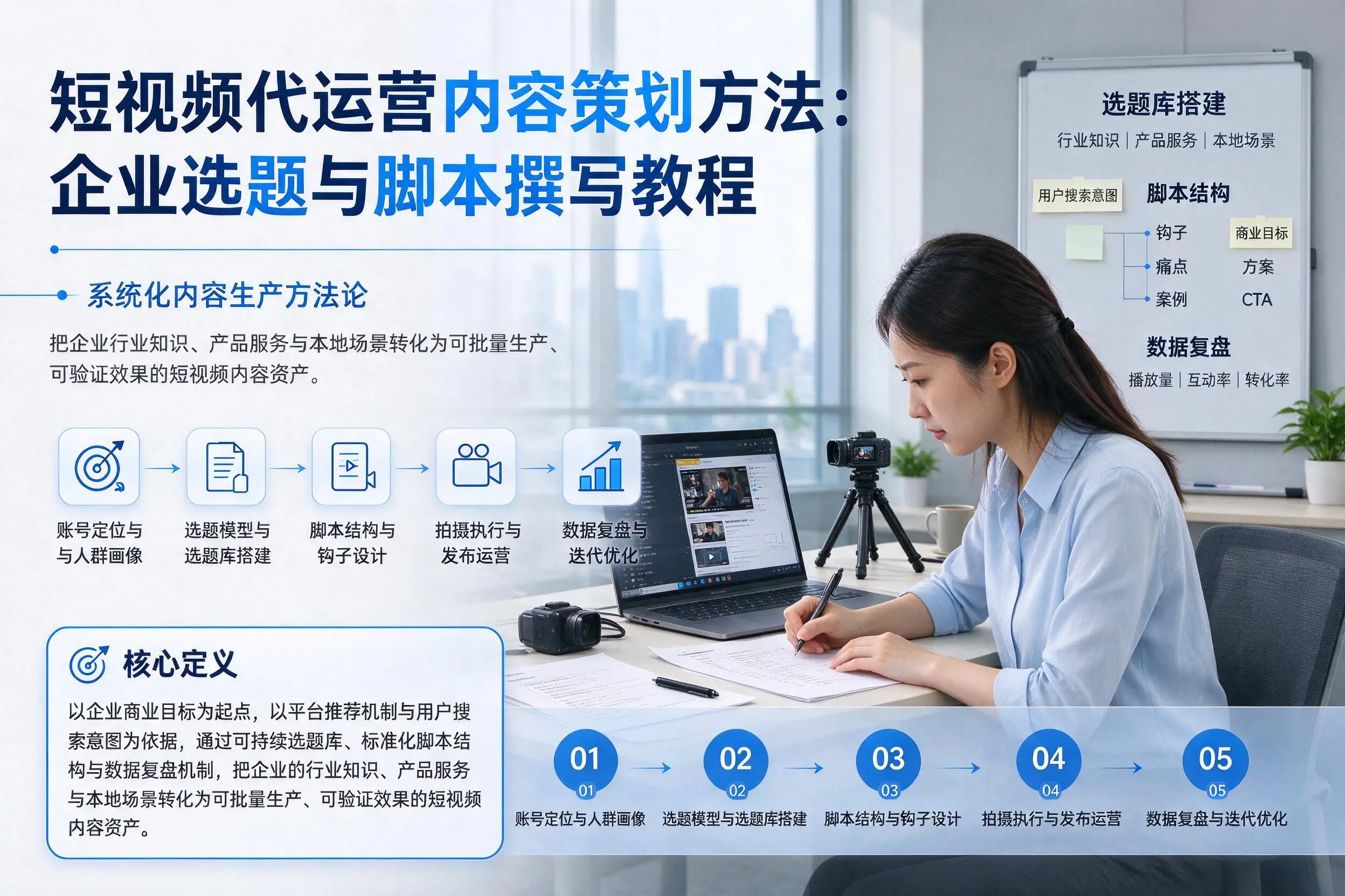短视频代运营内容策划方法:巴音郭楞企业选题与脚本撰写教程