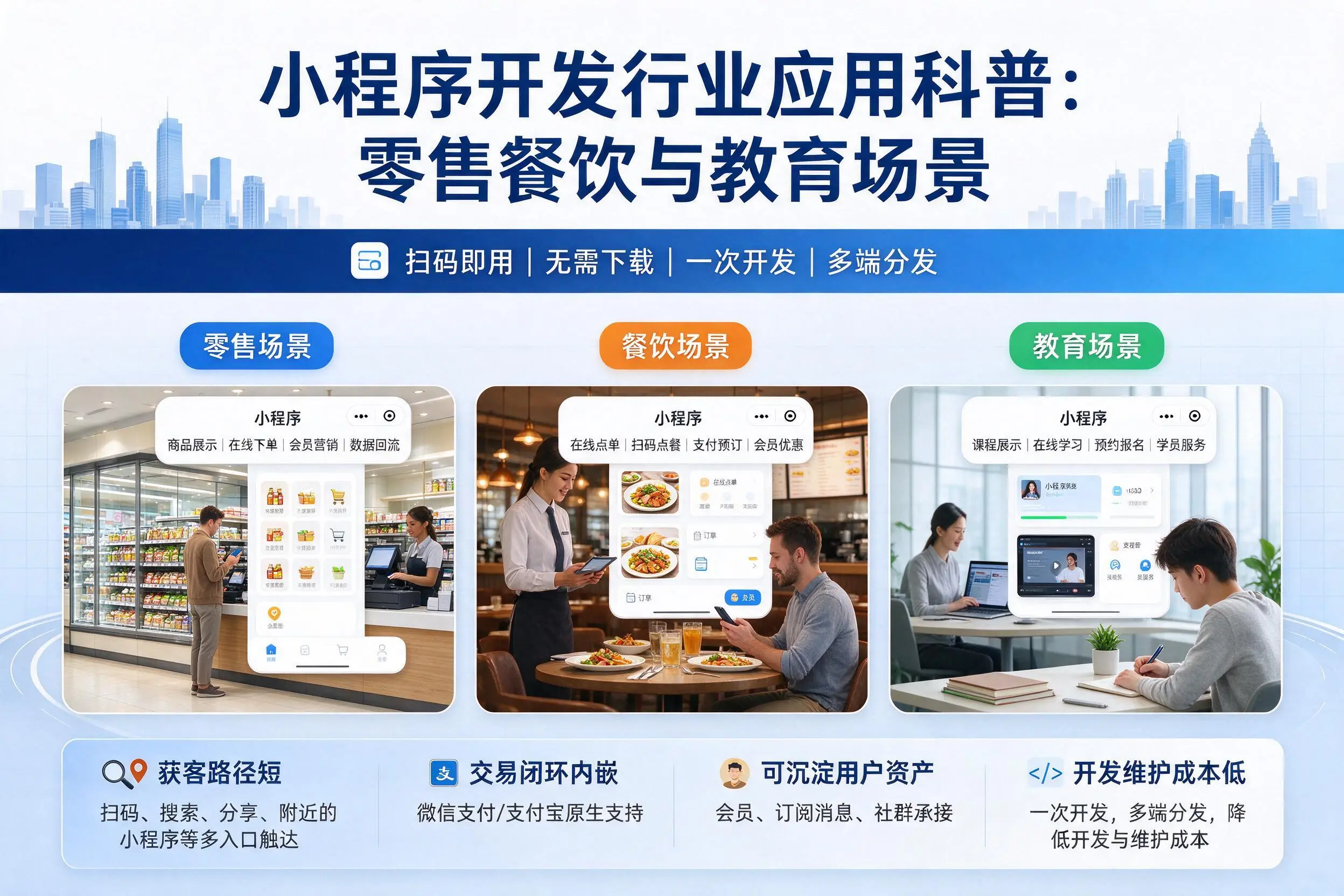 巴音郭楞小程序开发行业应用科普：零售餐饮与教育场景