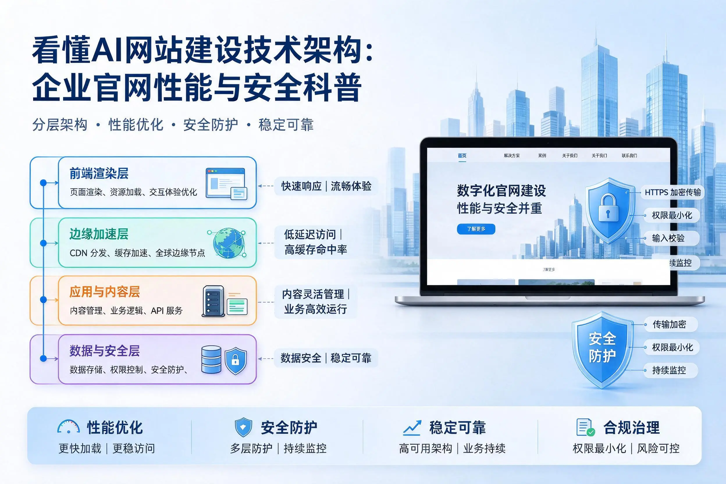 看懂AI网站建设技术架构：巴音郭楞企业官网性能与安全科普