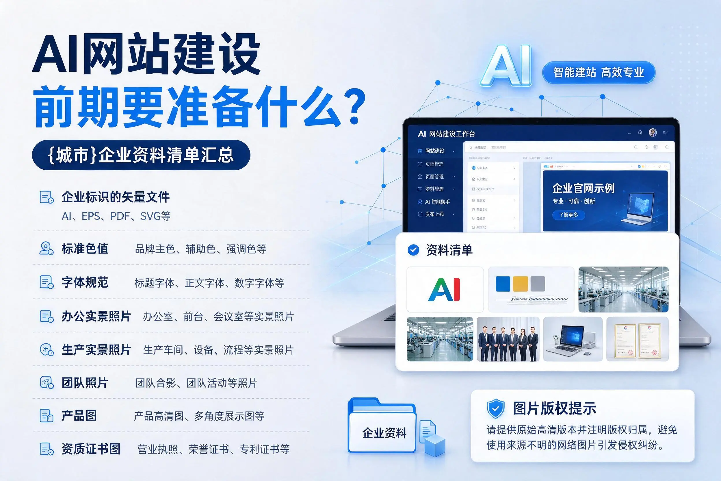 AI网站建设前期要准备什么?巴音郭楞企业资料清单汇总